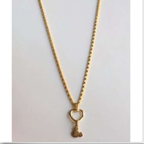 Mickey Mouse Ears Necklace Heart Gold 23" PlusSize - Picture 4 of 8